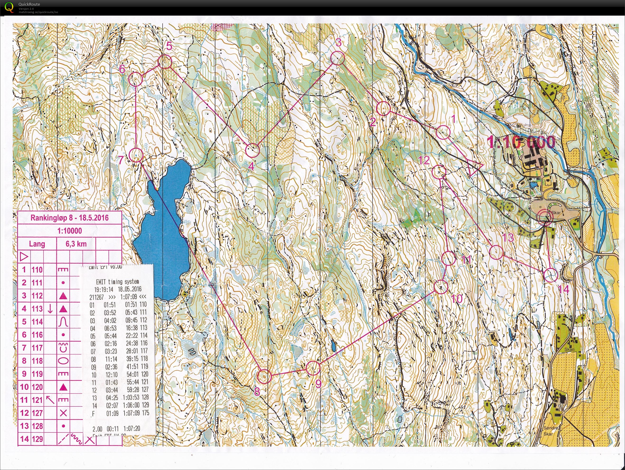 Geoform rankingløp - Lang løype 6,3 km (18.05.2016)